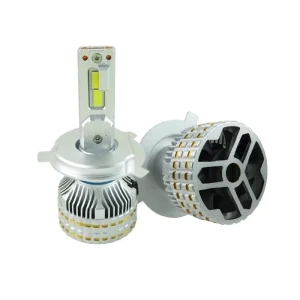 Newly Designed LM High Power Hybrid 3 Color H4 Headlights 120W Automotive LED Upgrade 12000 Lumens Bright White Universal