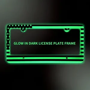 Night Light Plastic License Plate Frames with American Flag Luminous Light License Plate Frame Car