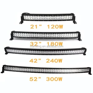 OEM 21 32 42 52 Inch 120W 180W 240W 300W COMBO Dual Row Barras Curved Led Light Bar Car bar Lights