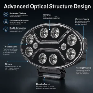 OEM 9 Inch Oval Multi Function LED Driving Lamp 80W for Truck SUV Pickup and Off Road Vehicle