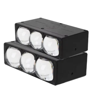 OEM External Auxiliary Light 3 Lens Dual Fan Driving Fog Work Spotlights LED Grille for Car Vehicle Truck