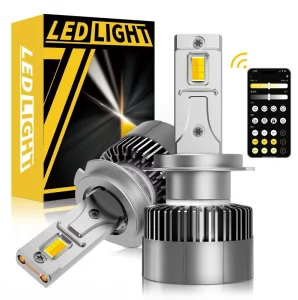 OEM ODM High Power 120W LED Headlight Bulb with APP Control 3000 6500K Fan Liquid Cooling Dual Copper Tubes Heat Dissipation