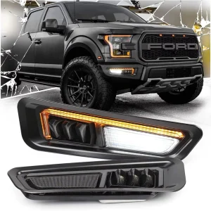 OVOVS Bumper DRL Sequential Turn Signals Led Fog Light for Gen 2 Ford Raptor F150