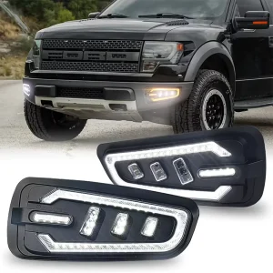 OVOVS LED Fog Lights White DRL Amber Turn Signal Bumper Driving Lights for Ford Raptor F150 SVT Raptor Gen 1