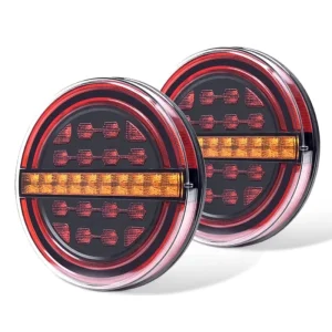 OVOVS Waterproof 36 Pcs Led Trailer Truck Taillight with Brake Light/DRL/Flow Turn Signal 5.3 Inch Round Trailer Tail Lights