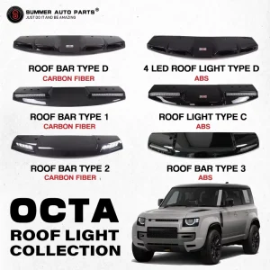 Off Road 4X4 Exterior Accessories Carbon Fiber Abs Led Front Top Roof Spoiler Light Roof Spoiler Lights for Defender Octa