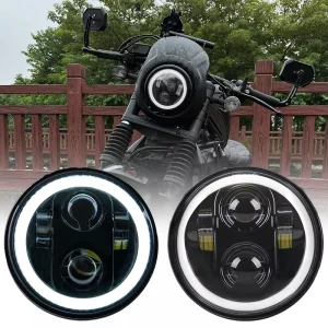 Off-Road Motorcycle 5.75-inch Round LED Headlight IP67 Waterproof 40W 6000K White DRL with High/Low Beam for Motorcycles