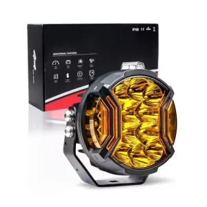 Offroad SUV Bumper Auxiliary Car Light 5 Inch Waterproof White Amber Spot Beam LED Work Light with Side Shooter DRL Lights