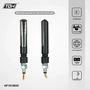 Orange & White Two Color 12V LED Motorcycle Turn Signal Daytime Lamp Sequential Indicator Blinker 2 Lens Rear Front IP65 Emark