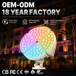 Outdoor IP66 High Brightness RGBW DMX Landscape Spotlight Exterior Facade Lamp 36W LED Flood Light 5 Year Warranty CRI 90