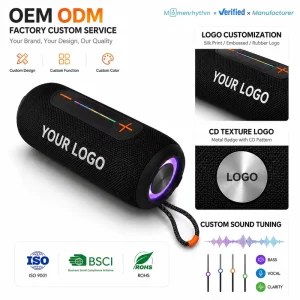 Outdoor Wireless 1500mAh Powered TWS Waterproof Rich Bass Speaker Mini Portable USB AUX Bluetooth Speaker RGB LED Speaker