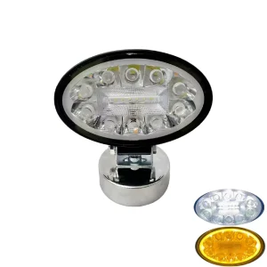 Oval LED Driving Light White Amber Dual Color Spot Flood Combo Work Lamp Waterproof for Offroad Truck SUV