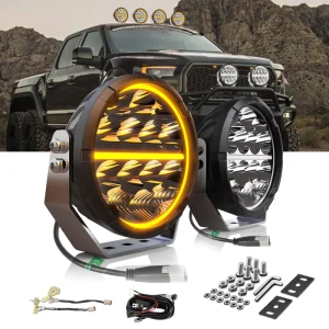 Overlanding Combo Beam Auxiliary Lights on Front 6.5 Inch LED Off Road Driving Light 150W for Pickup Truck SUV White Amber DRL