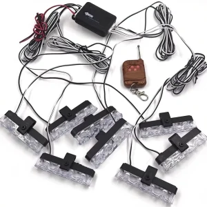 P993-8 8×4 LED 12V 24V Grill Strobe Lights Kit for Tow Truck Grille Warning Lights Emergency Flashing Lamp Wireless Control