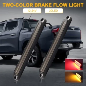 PEL 12V 24V Bicolor Taillight Lights Tail Light LED Waterproof Flowing Reverse Brake Stop Turn Signal Light