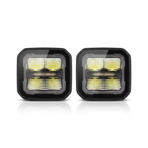 Pair 3 Inch LED Cubes Flood Beam Off Road Work Lights for Jeep Wrangler 4×4 Truck SUV Offroad Driving Fog Lamps Kit