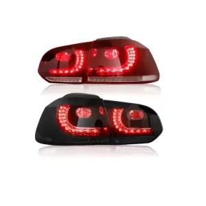 Pair Red Car Tail Light Assembly for VW Golf 6 MK6 R20 12V Flowing Water Flicker Turning Signal Taillight for Golf