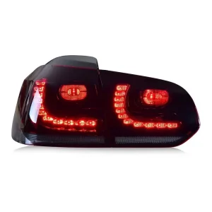 Pair of New Red ABS Car Tail Light Assemblies for VW Golf 6 MK6 R20 Flowing Water Flicker Turning Signal Taillight
