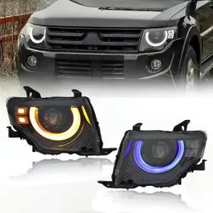Pajero Montero V87 V93 V97 Modified Headlights DRL LED Upgrade to Defender Style Front Head Lamp for Mitsubishi