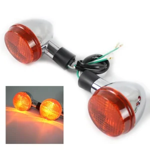 Pazoma Motorcycle Rear Turn Signal Lights Chrome Housing Yellow Lens for Shadow 400 750 VT750 04 07 Turn Indicators Lamp