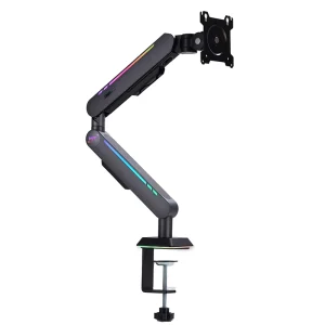 Plastic Coated Iron VESA Monitor Mount Desktop Arm with RGB Light Type C Port Black 90 Tilt Multifunctional Rotating