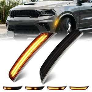 Plug Play White or Yellow LED SideMarker Lights for Dodge Durango Front Fender Dynamic Side Marker Indicator Lamps