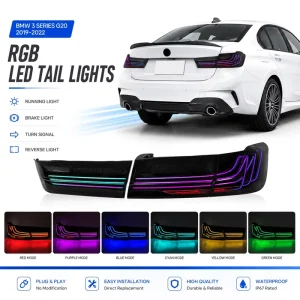 Plug-and-Play For BMW 3 Series G20 G28 RGB Tail Light Floating LED Sequential Turn Signal Dynamic Start-Up Animation