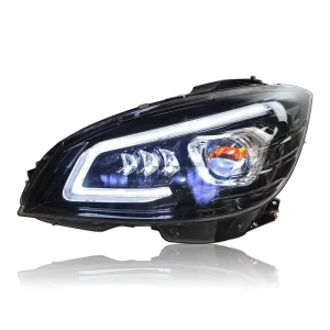 Plug and Play W204 C-Class Car Xenon Laser Headlight White LEDs 12V Plastic GT Style Front Lamp