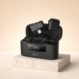 Podcast Microphones Recording Mic Studio Recording Equipment Remote Photo Shutter Button Reverb 3-Stage Volume 42H Charging Case