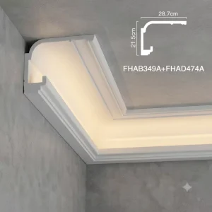 Polyurethane LED Crown Molding for Cove Lighting Ceiling Interior Design Solutions PU Cove Trim with LED Strip Recess