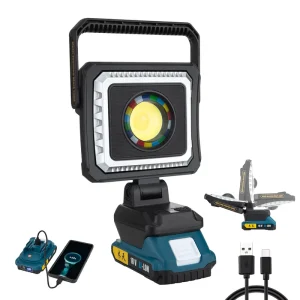 Portable Handheld Floodlight 1600LM LED Work Light IP44 Waterproof Rechargeable Battery Pack CRI 70 Office Car Repair Emergency