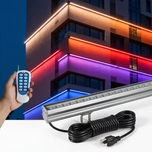 Professional RF Remote Controlled Outdoor Linear Wall Washer Floodlight Architectural Mounted Uplight RGB Exterior LED Bar