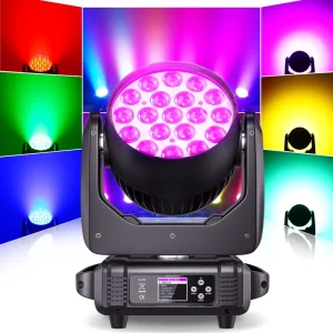 Professional RGBW Stage Light 19 LED Zoom DMX Wash Moving Head Lights for Music Stage Show Lamp