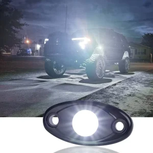 Pure White LED Rock Light Kit IP68 Waterproof Rock Lights for Jeep Trucks Off Road ATV UTV RZR SUV