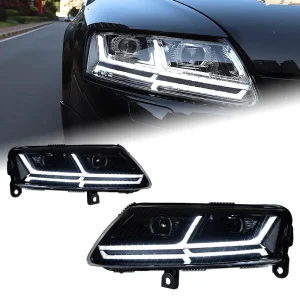 Q7 Style 12V LED Projector Headlight Assembly Audi A6 C6 Sequential Turn Signal DRL Laser Plug Play Auto Parts