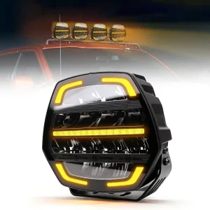 R05 7 INCH 9 INCH 120W 160W LED Work Light Daytime Running Lights IP67 White+ Dual Color Dynamic Flow LED Driving Lamp