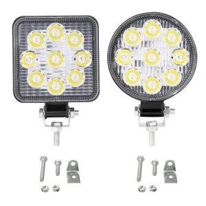 RCJ Super Bright 4×4 Spot Beam Offroad Mini Fog Driving LED Work Light 12V 27W Diecast Aluminum Housing 3030 Chip Truck SUV Car