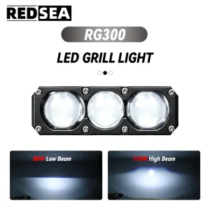 RG300 110W Bi LED Car Grill Beam Projector Lens High Low Beam Led Fog Driving Lights Dual Fan Luces Para Parrilla Auto