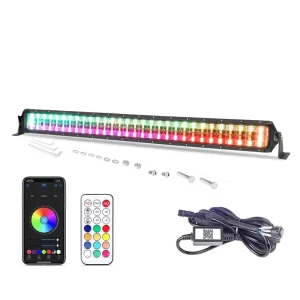 RGB 30 Inch 168W IP67 Waterproof LED Light Bar for Cars with App RF Remote Control 16 800 Lumens New Condition Combo Beam Angle