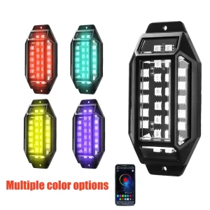 RGB 30SMD 5 Sides LED Rock Lights APP Control Music Sync Waterproof 12V Underglow Kit for Truck SUV Jeep Off Road 5Sides