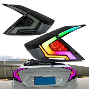 RGB Animation Car Back Rear Lamps Assembly LED DRL Tail Lights for Honda Civic
