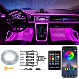 RGB Auto Car Interior Ambient LED 236 Inches Strip Light 6 in 1 Car Atmosphere Light Kit Car Interior Ambient Lights App Control