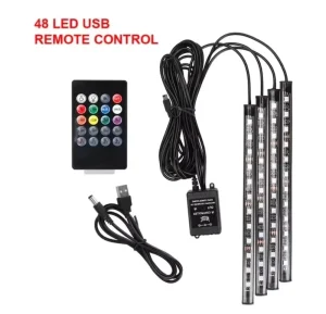 RGB Automotive Atmosphere Decorative Lamp LED Interior Light Strip Car Foot Ambient Lights with USB Cigarette with Remote Voice