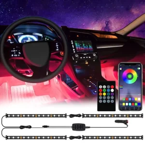 RGB Car Interior Led Interior 4pcs 48 LED Atmosphere with Mobile APP Control for Light Strip Interior Decoration Lights