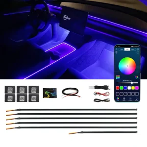 RGB Car Interior Optical Acrylic Strip 12V Decorative Ambient Light APP Others Car Light Accessories Luces LED Para Interior