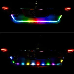 RGB Car Rear Trunk Tail Light Dynamic Streamer Reverse Warning Light Brake Turn Signal Lamp Car LED Strip Light