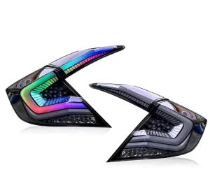 RGB DRL Tail Lights for Honda Civic Rear Lamps Assembly Start up Animation