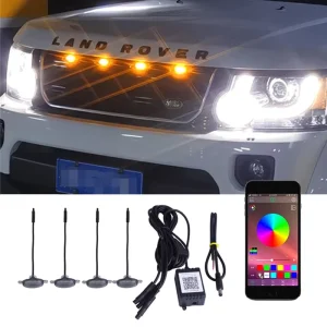 RGB Front Hood Grille Amber Led Lights Bumper Grille Led Lights Kit Car Styling Accessories