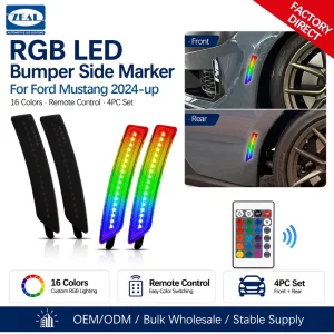 RGB Front Rear LED Side Marker Lights for Ford Mustang S650 Gen7 US Warehouse Ready Stock