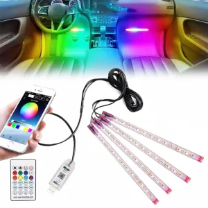 RGB LED Atmosphere Light 5050 Strip 4 in 1 APP Remote Voice Control 24 36 48 72 Neon Auto Interior Lighting Silica Gel